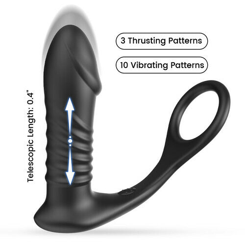 10 Thrilling Vibration 3 Thrusting Silicone Remote Control Cock Ring Anal Vibrator - Lusty Age