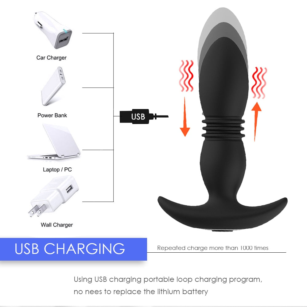 3 Folds Thrusting Vibration Butt Plug & Prostate Massager - Lusty Age
