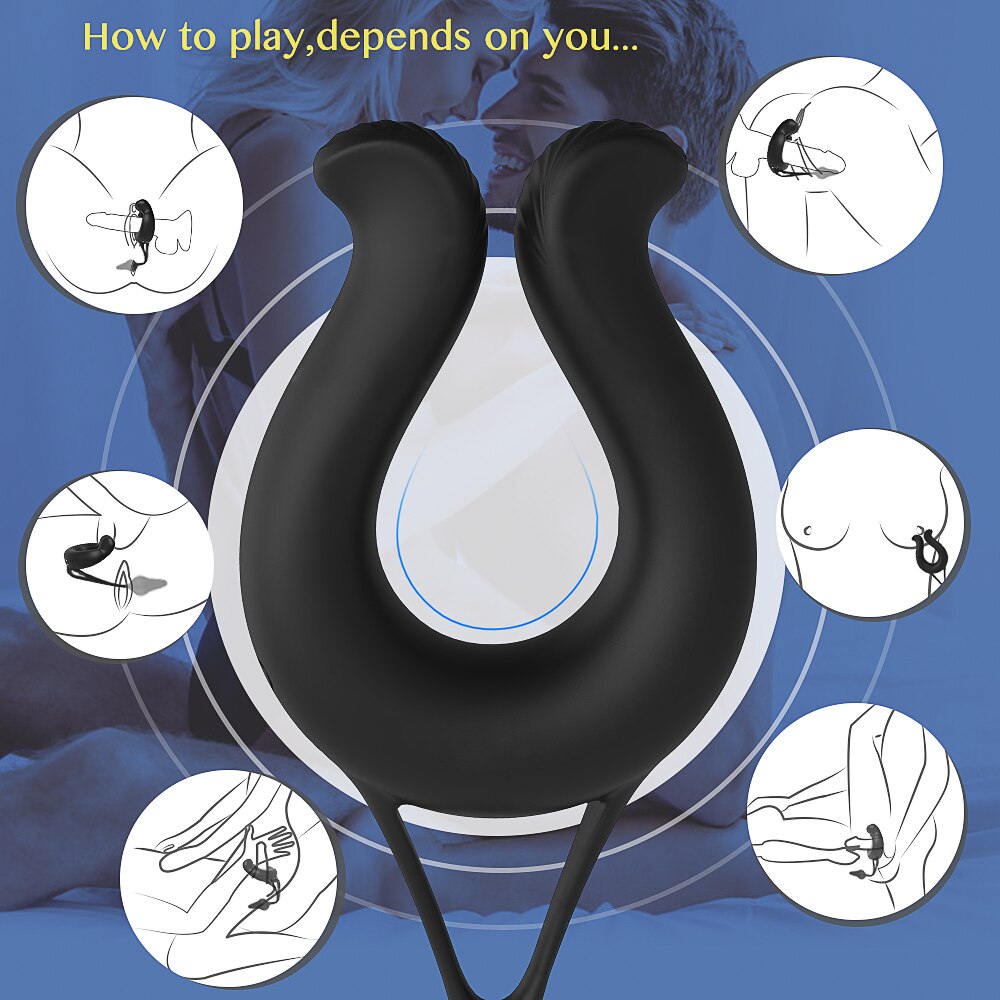 9 Modes Vibrating Cock Ring & Anul Plug Massager - Lusty Age